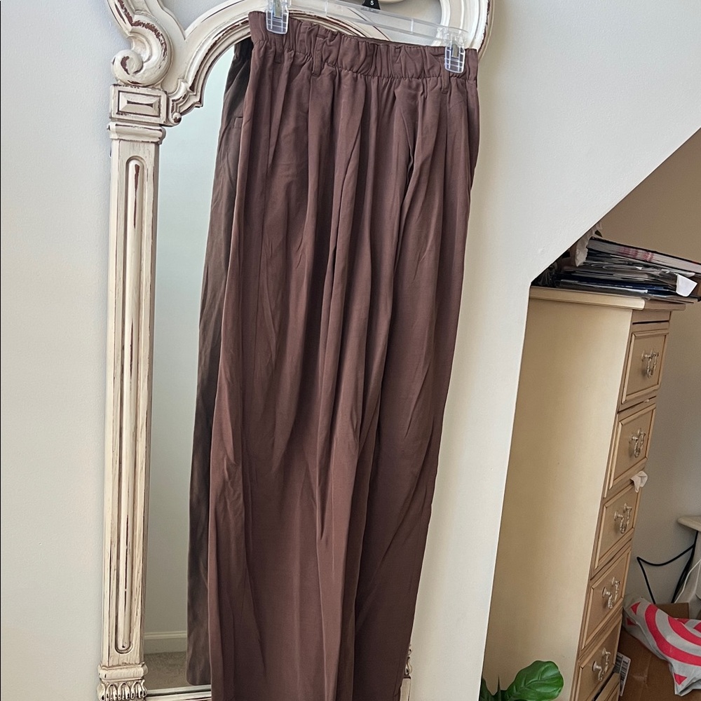 Free People Chocolate Brown Wide-Leg Pants